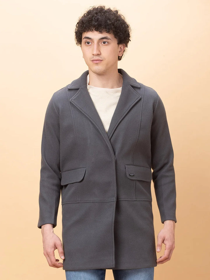 Grey Regular Fit Long Sleeves Men's Jacket