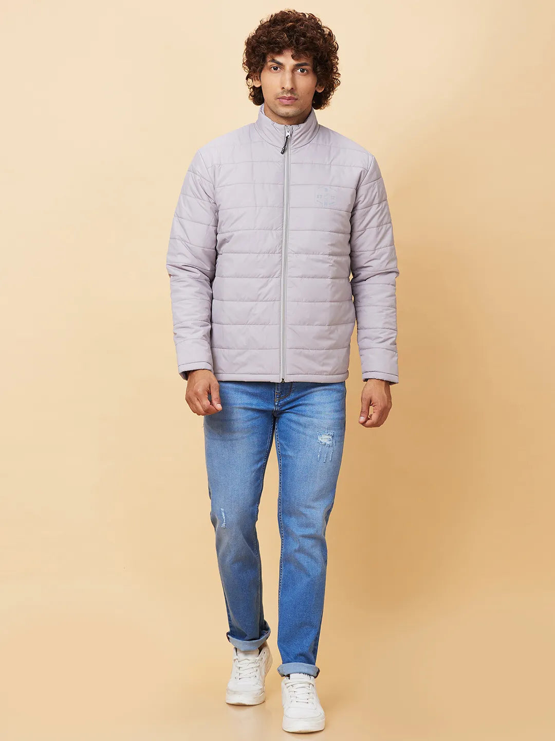 Light Grey Regular Fit Men's Jacket by Being Human Clothing