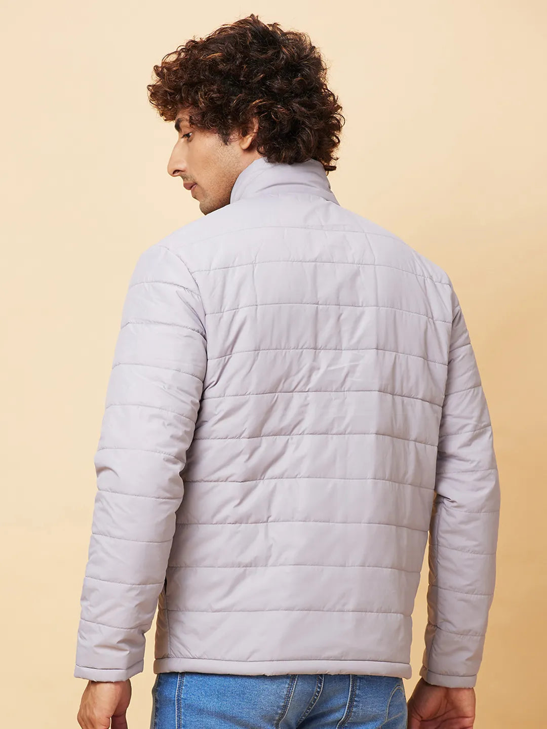 Light Grey Regular Fit Men's Jacket by Being Human Clothing