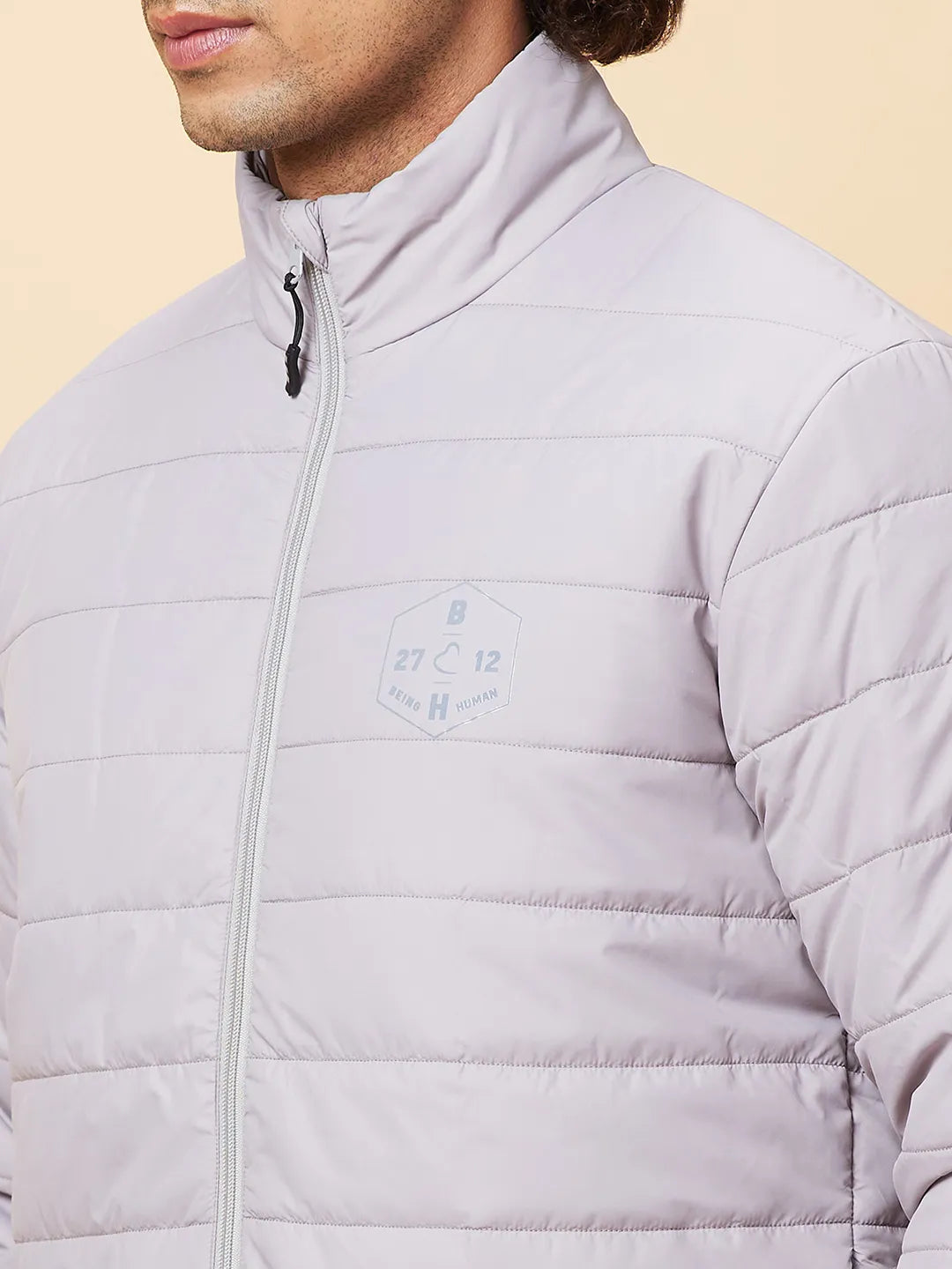 Light Grey Regular Fit Men's Jacket by Being Human Clothing