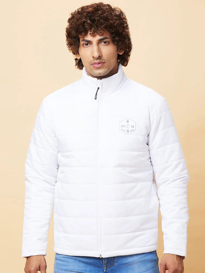 White Regular Fit Men's Jacket by Being Human Clothing