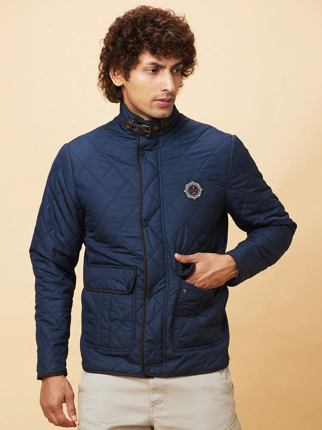 Navy Regular Fit Men's Jacket by Being Human Clothing