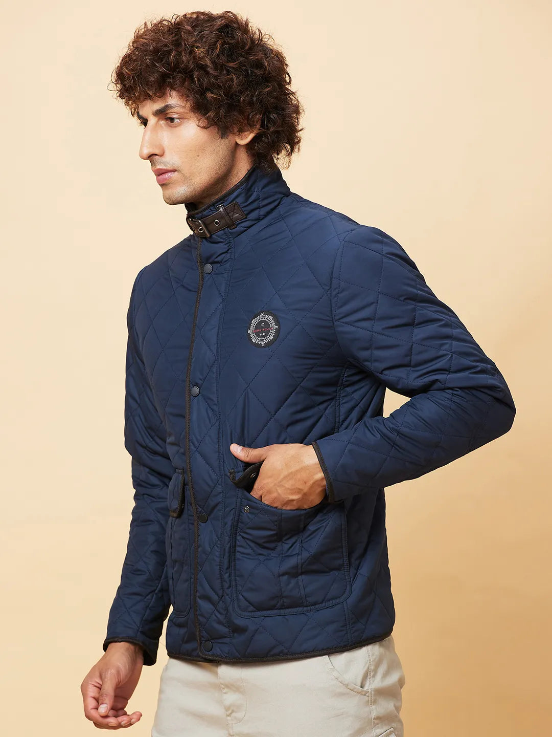 Navy Regular Fit Men's Jacket by Being Human Clothing