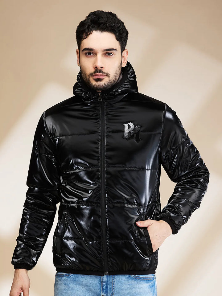 Black Regular Fit Long Sleeves Men's Jacket