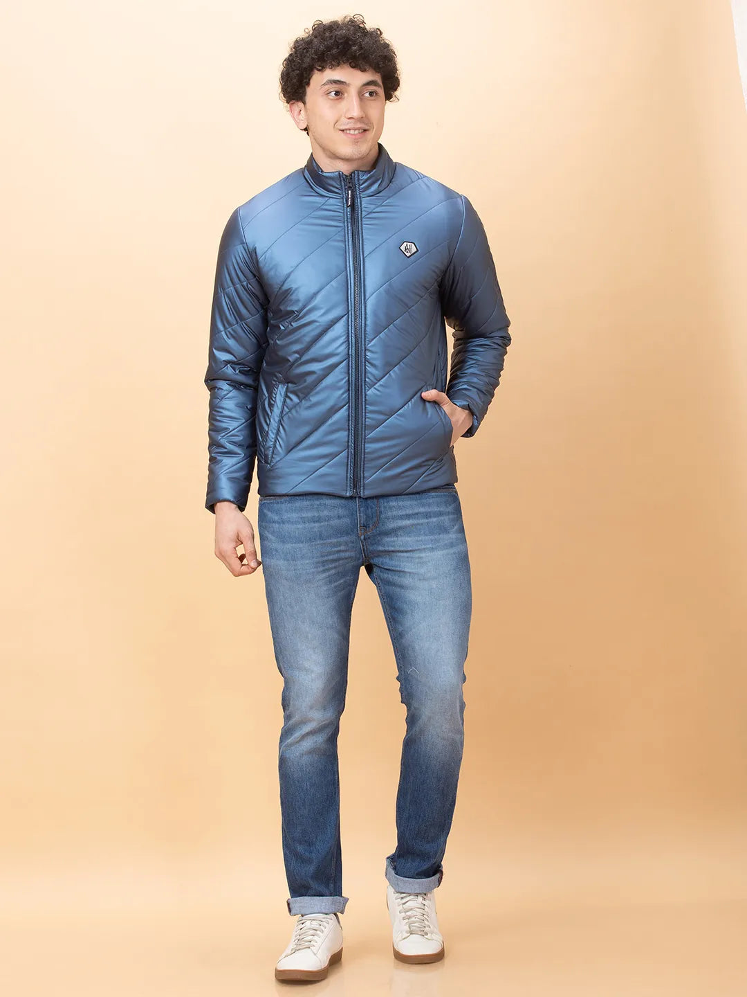 Blue Regular Fit Men's Jacket by Being Human Clothing