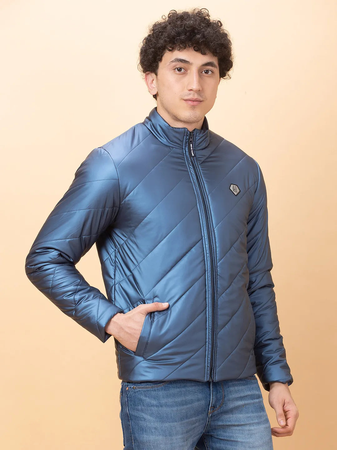 Blue Regular Fit Men's Jacket by Being Human Clothing