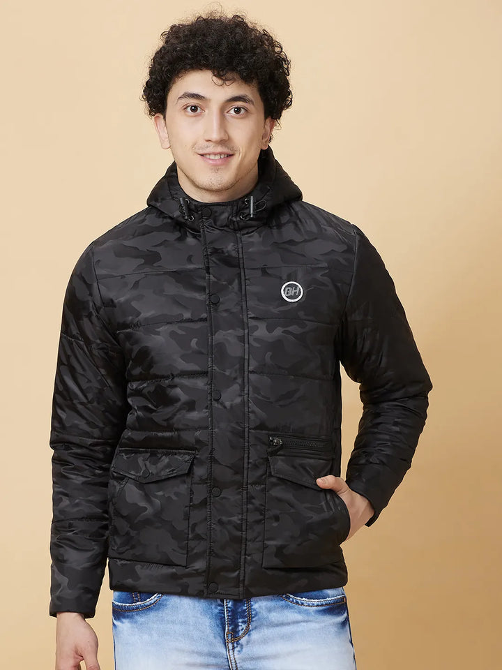 Black Regular Fit Men's Jacket by Being Human Clothing