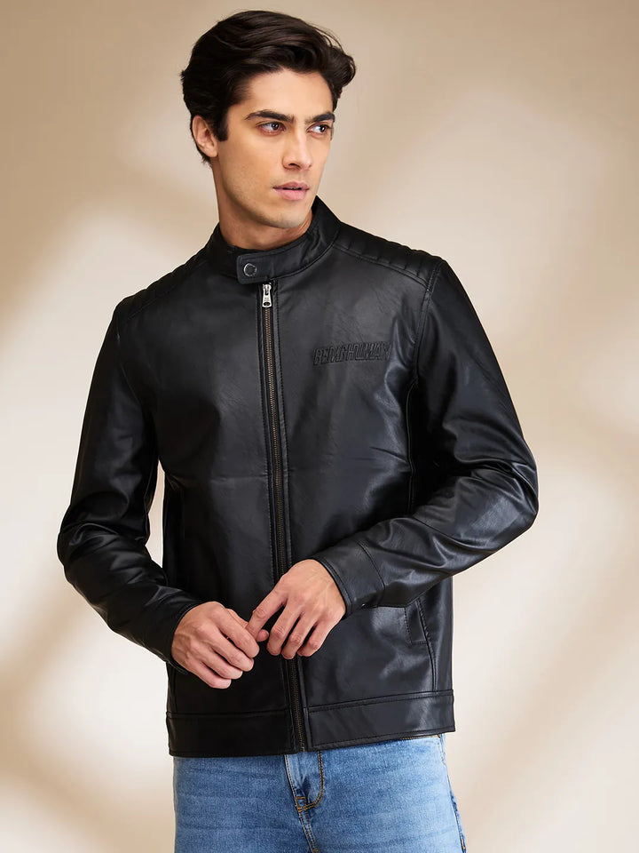 Black Regular Fit Men's Jacket
