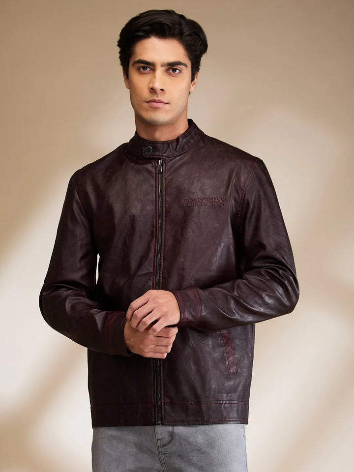 Red Regular Fit Long Sleeves Men's Jacket