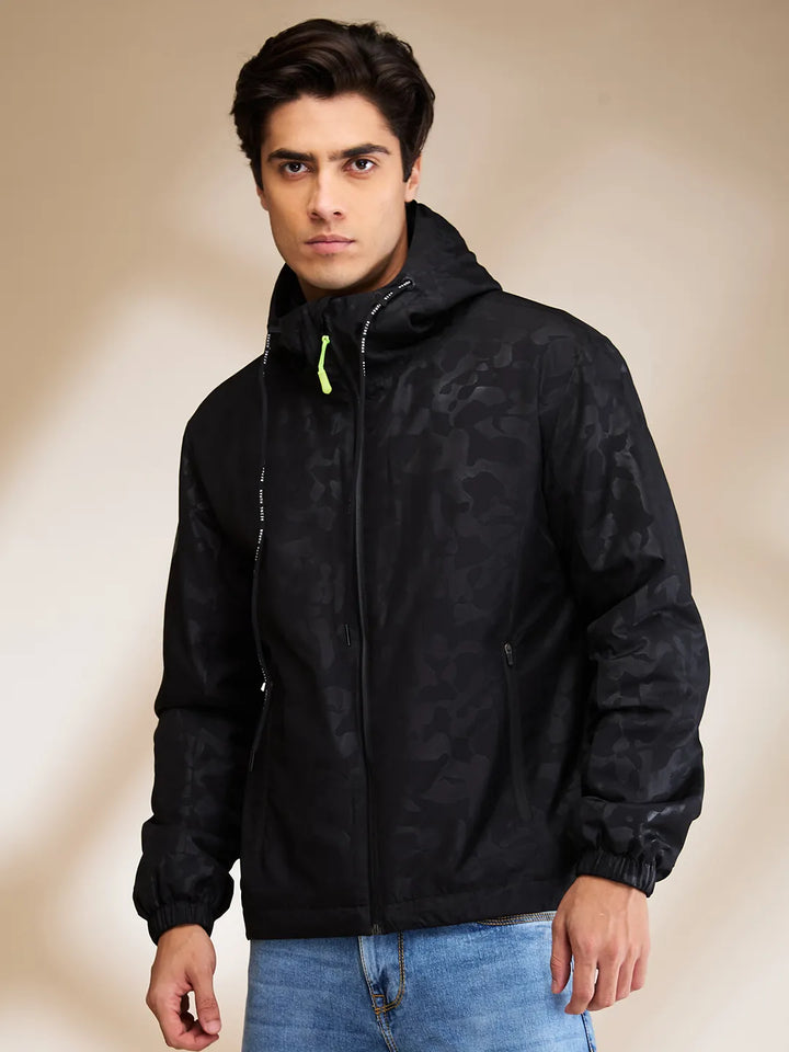Black Regular Fit Men's Jacket by Being Human Clothing