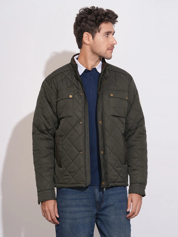 Green Regular Fit Long Sleeves Men's Jacket