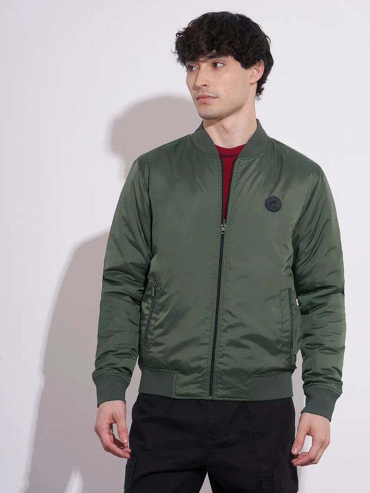 Green Regular Fit Long Sleeves Men's Jacket
