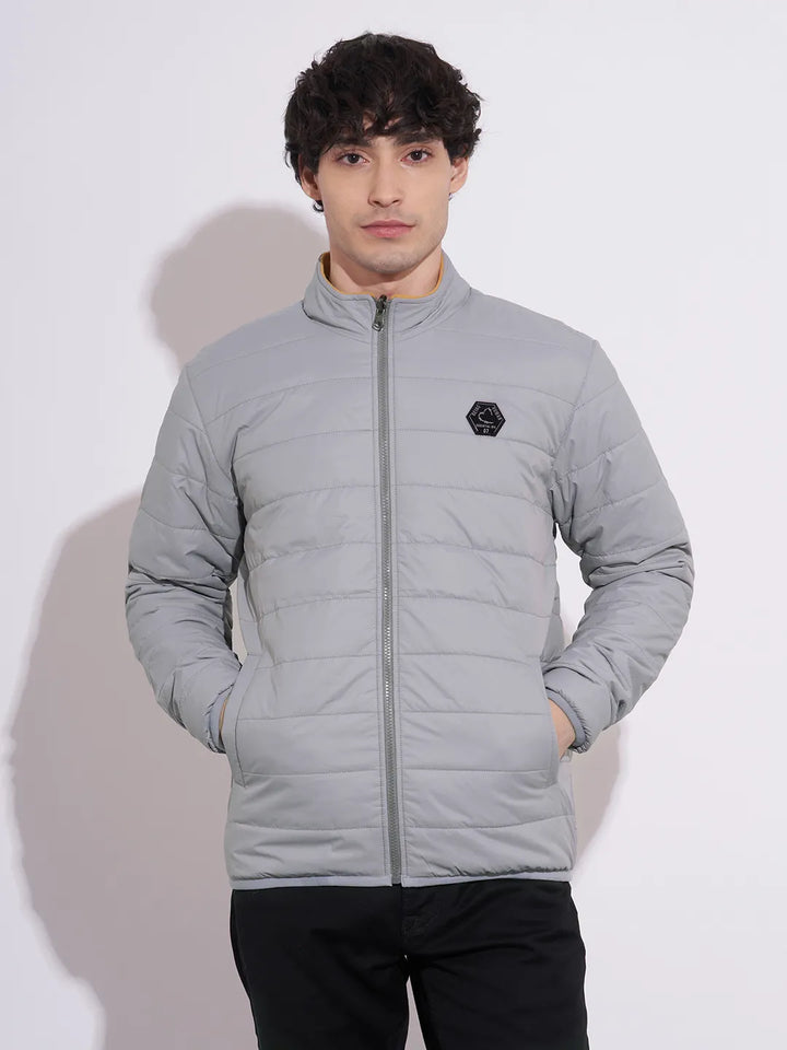 Grey Regular Fit Long Sleeves Men's Reversible Jacket