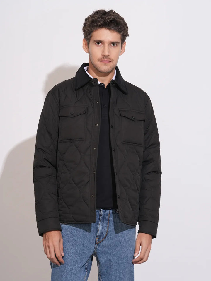 Black Regular Fit Long Sleeves Men's Jacket