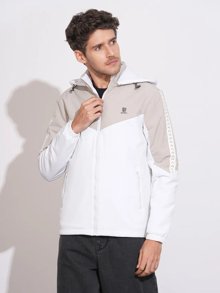 White Regular Fit Long Sleeves Polyester Men's Jacket
