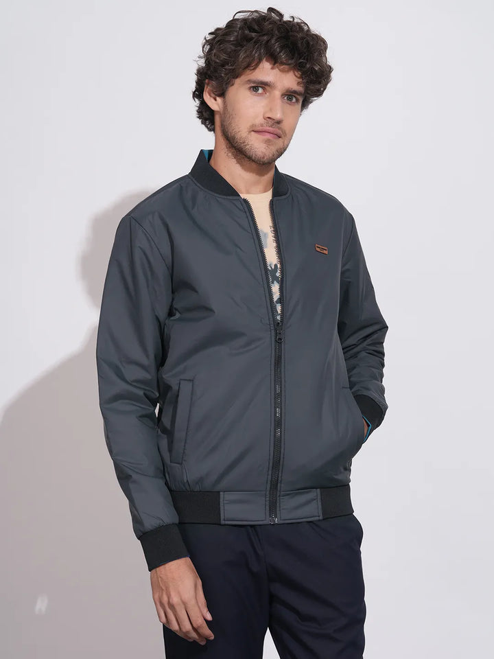 Blue Regular Fit Long Sleeves Men's Reversible Jacket