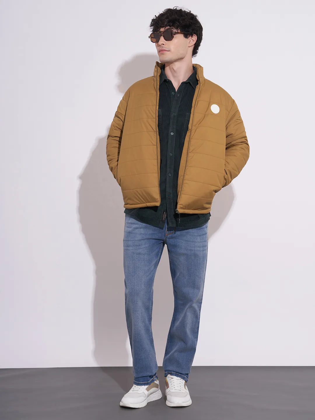 Being Human Men's Mustard Quilted High-Neck Jacket