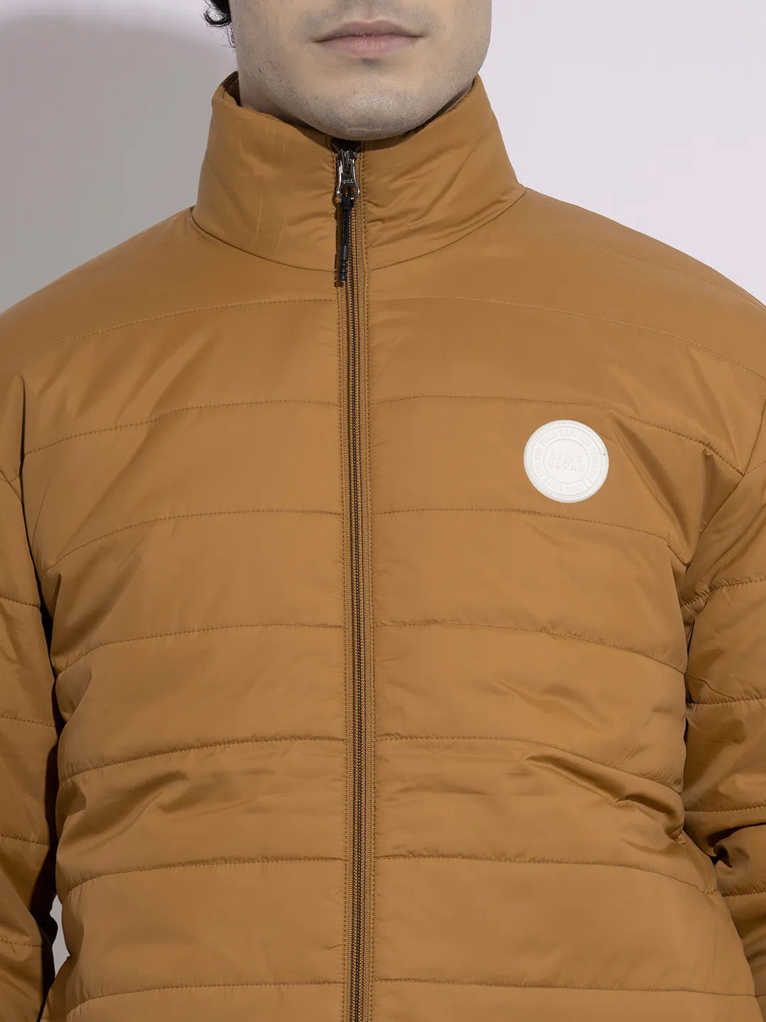 Being Human Men's Mustard Quilted High-Neck Jacket