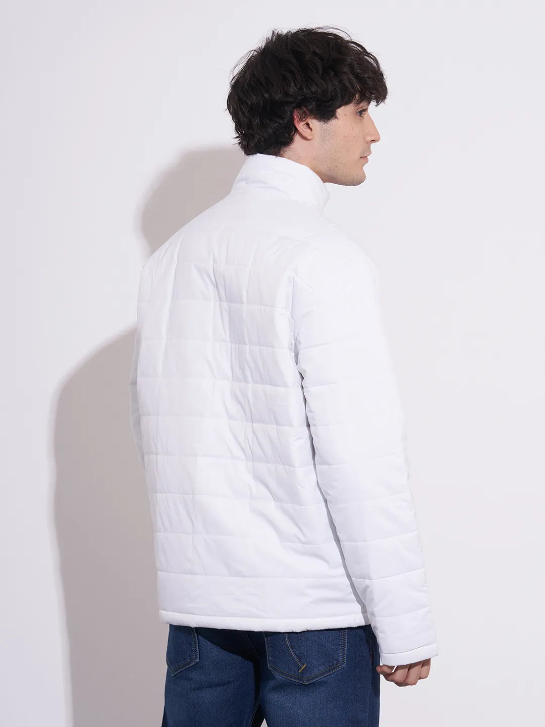 Being Human Men's White High-Neck Puffer Jacket