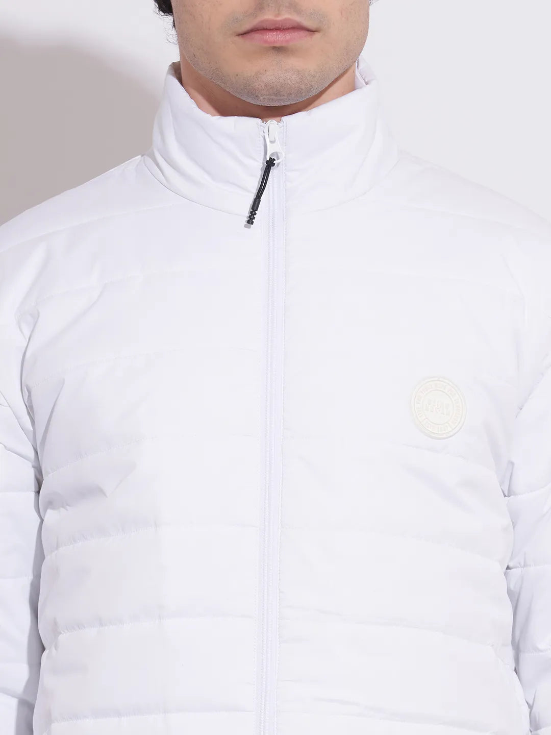 Being Human Men's White High-Neck Puffer Jacket