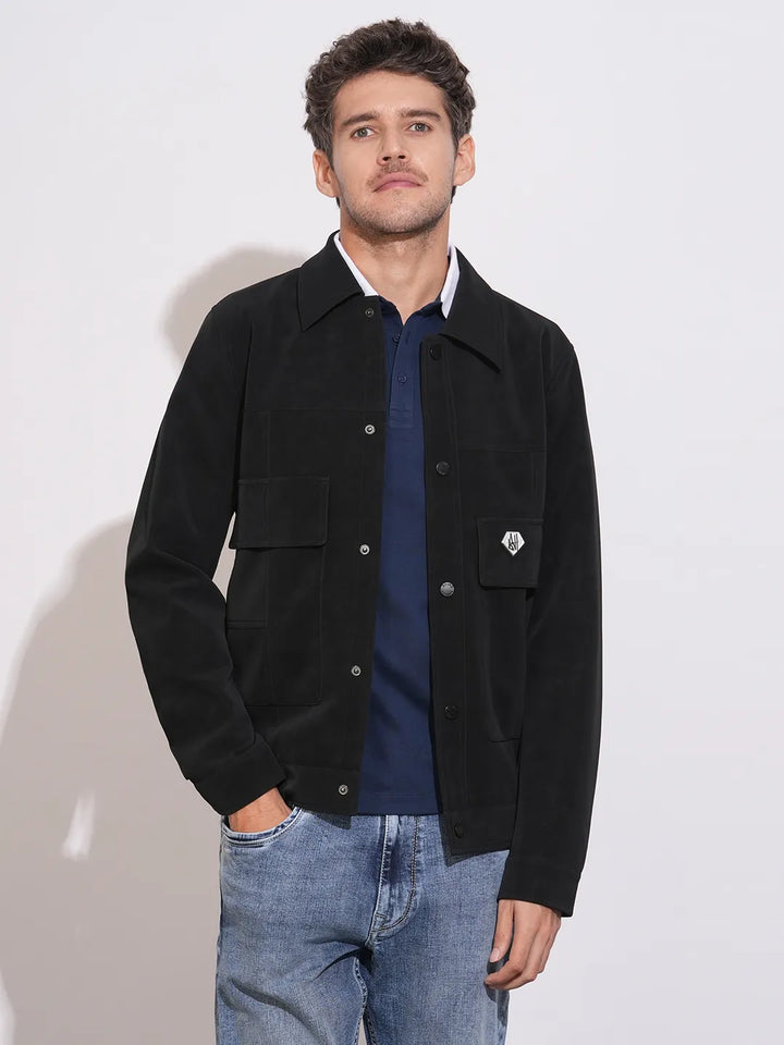 Black Regular Fit Men's Jacket