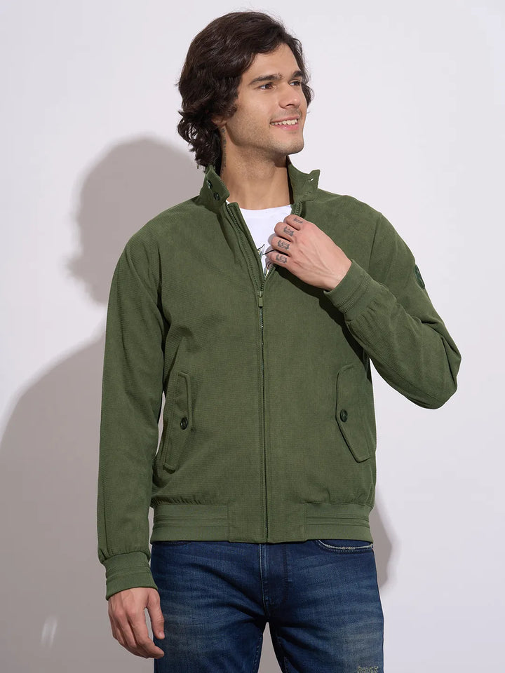 Olive Regular Fit Men's Jacket by Being Human Clothing