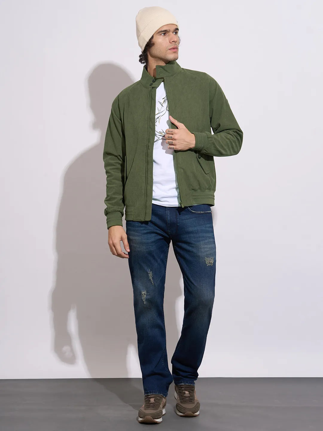 Men's Olive High-Neck Jacket by Being Human Clothing