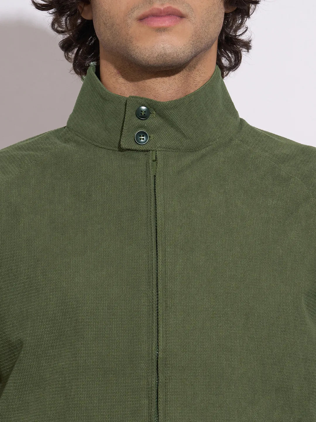 Men's Olive High-Neck Jacket by Being Human Clothing