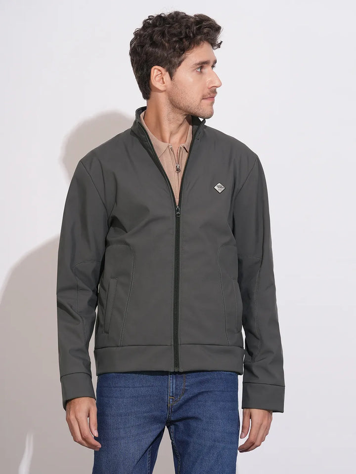 Grey Regular Fit Long Sleeves Men's Jacket