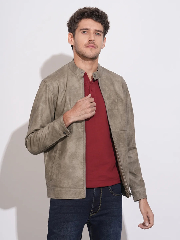 Grey Regular Fit Long Sleeves Men's Jacket