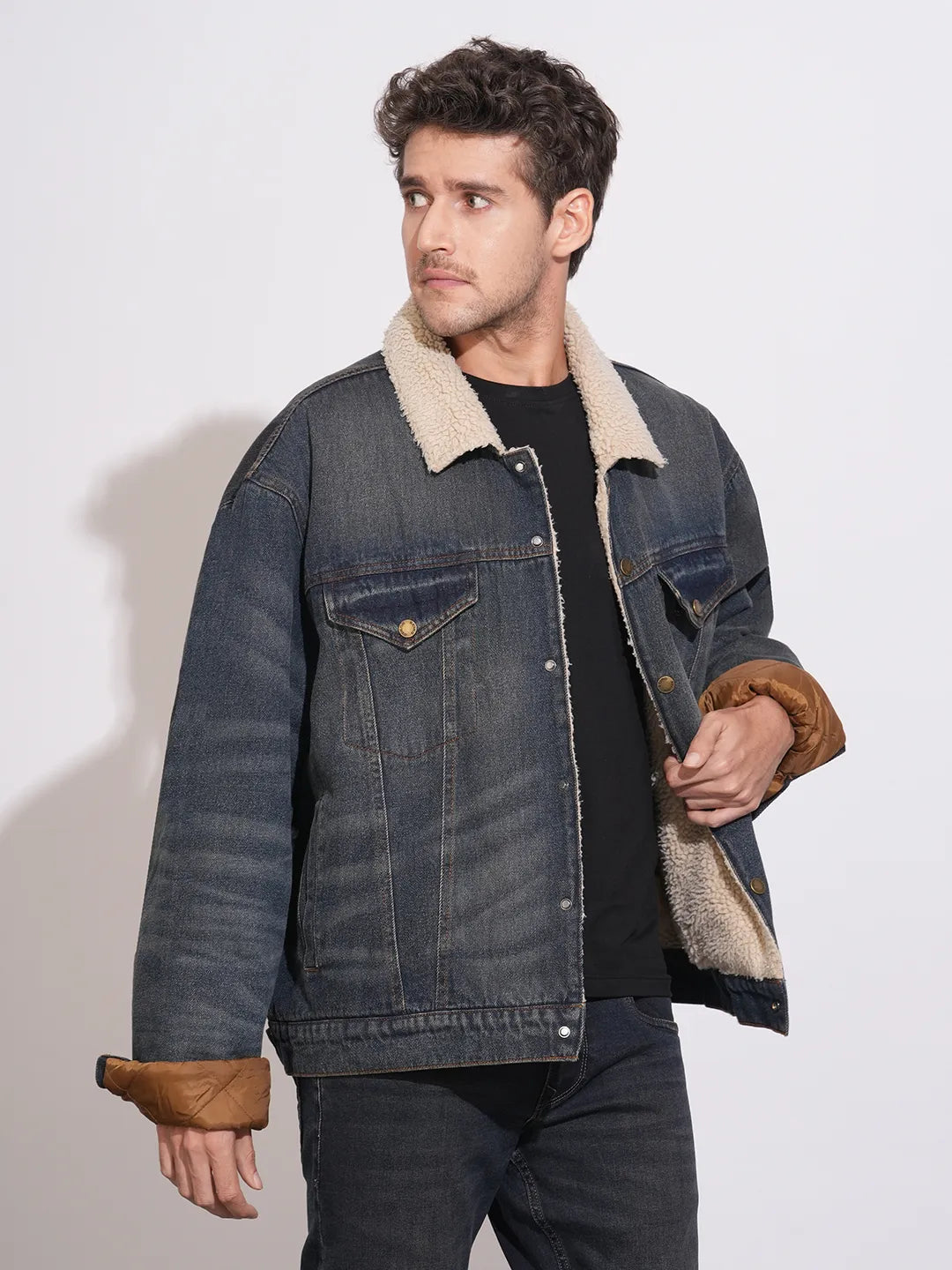 Blue Regular Fit Long Sleeves Polyester Men's Jacket by Being Human Clothing