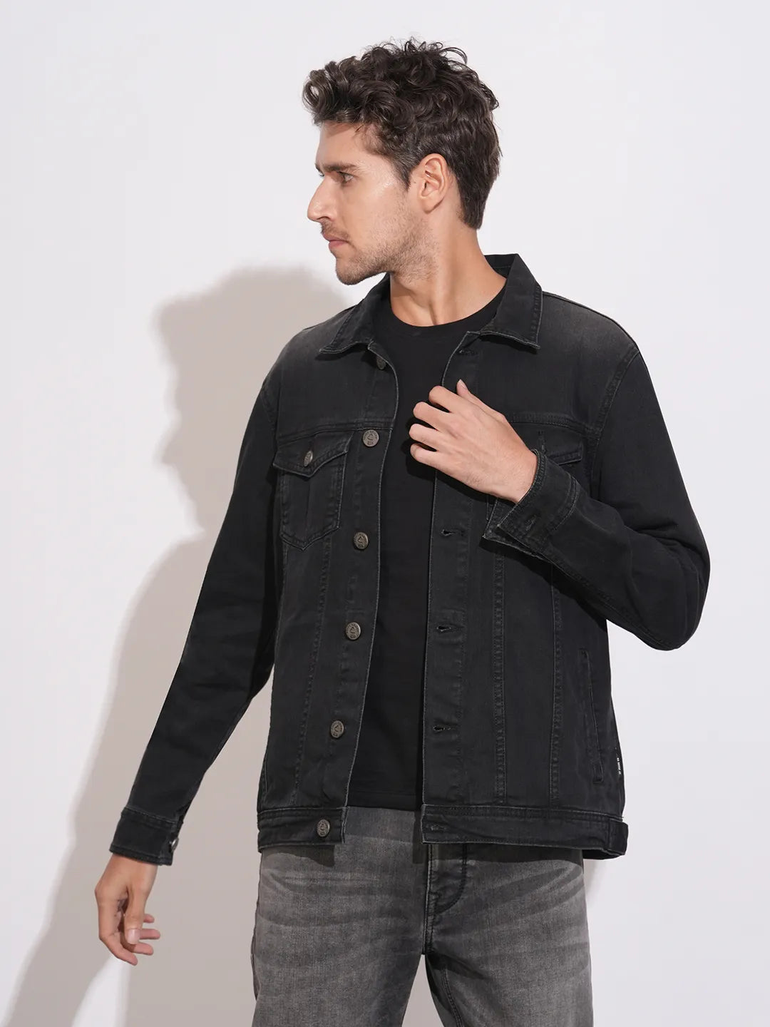Black Regular Fit Men's Shacket by Being Human Clothing