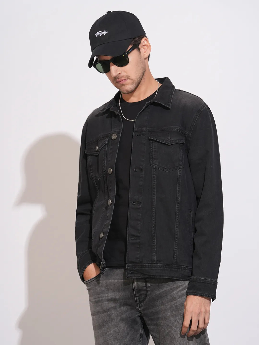 Black Regular Fit Men's Shacket by Being Human Clothing