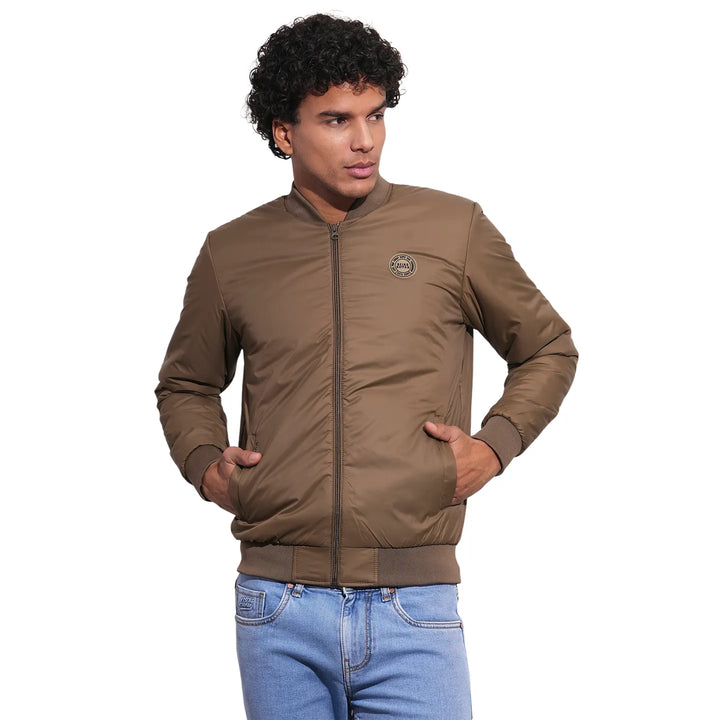 Khaki Regular Fit Men's Jacket by Being Human Clothing
