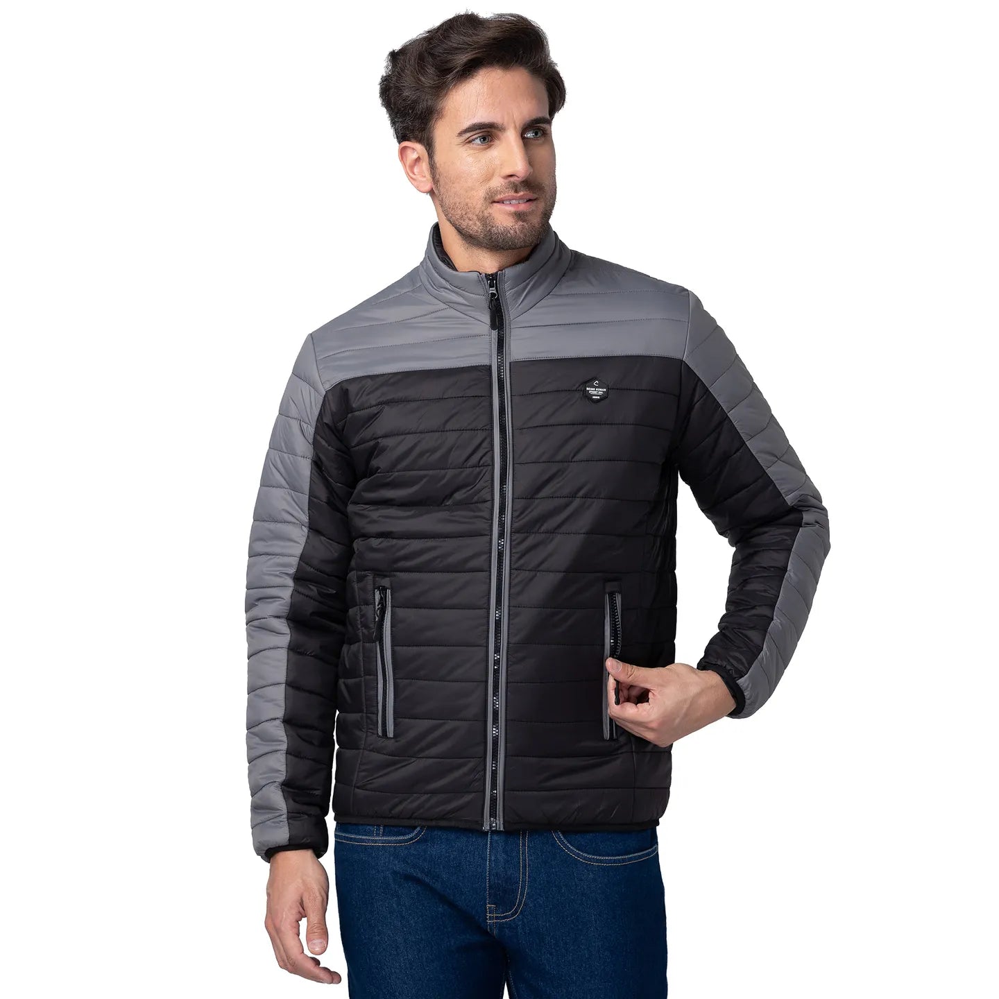 Grey Regular Fit Long Sleeves Polyester Men's Jacket by Being Human Clothing