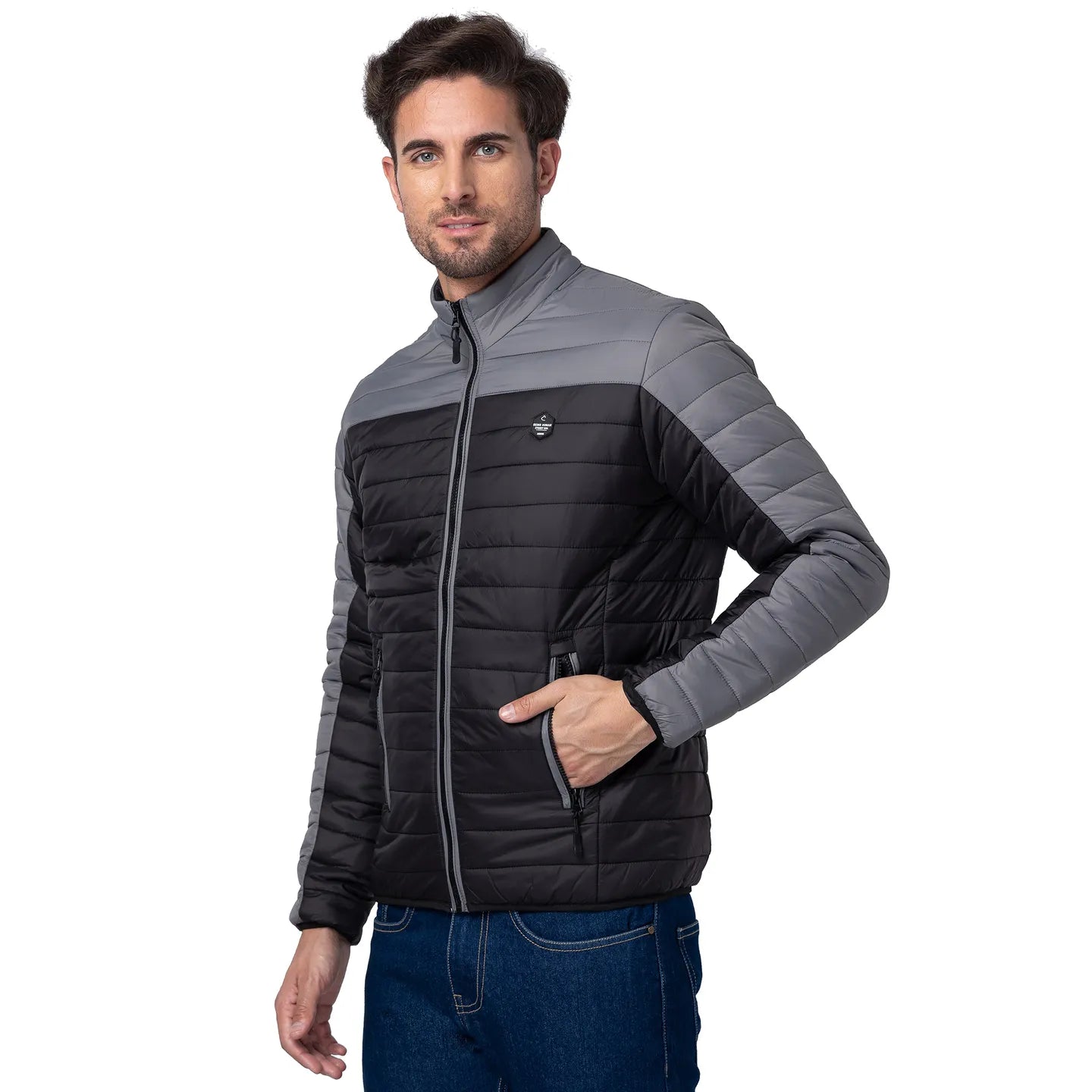 Grey Regular Fit Long Sleeves Polyester Men's Jacket by Being Human Clothing