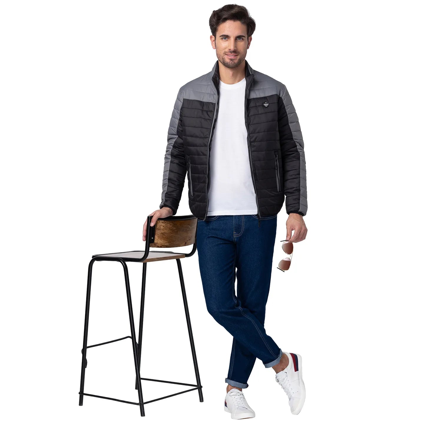 Grey Regular Fit Long Sleeves Polyester Men's Jacket by Being Human Clothing