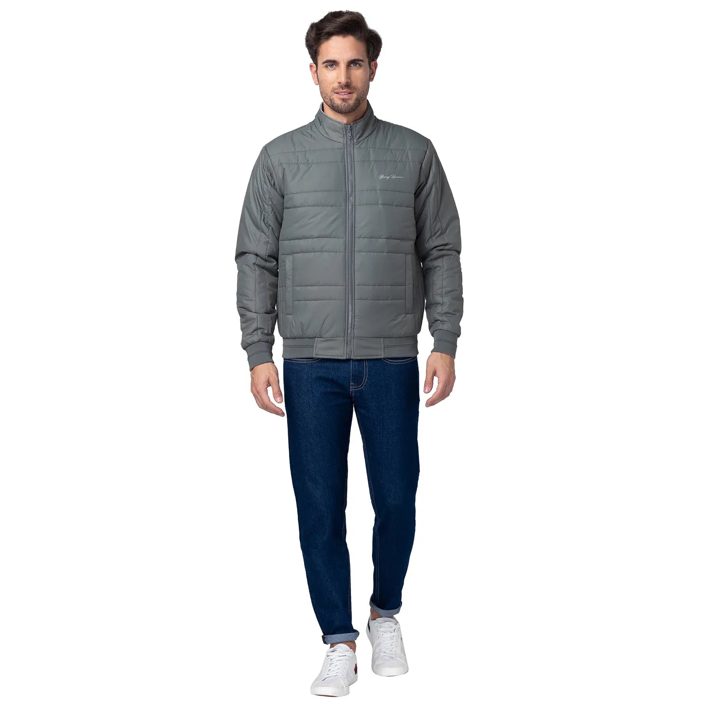 Being Human Clothing Men Regular Fit Collared Jackets-Grey