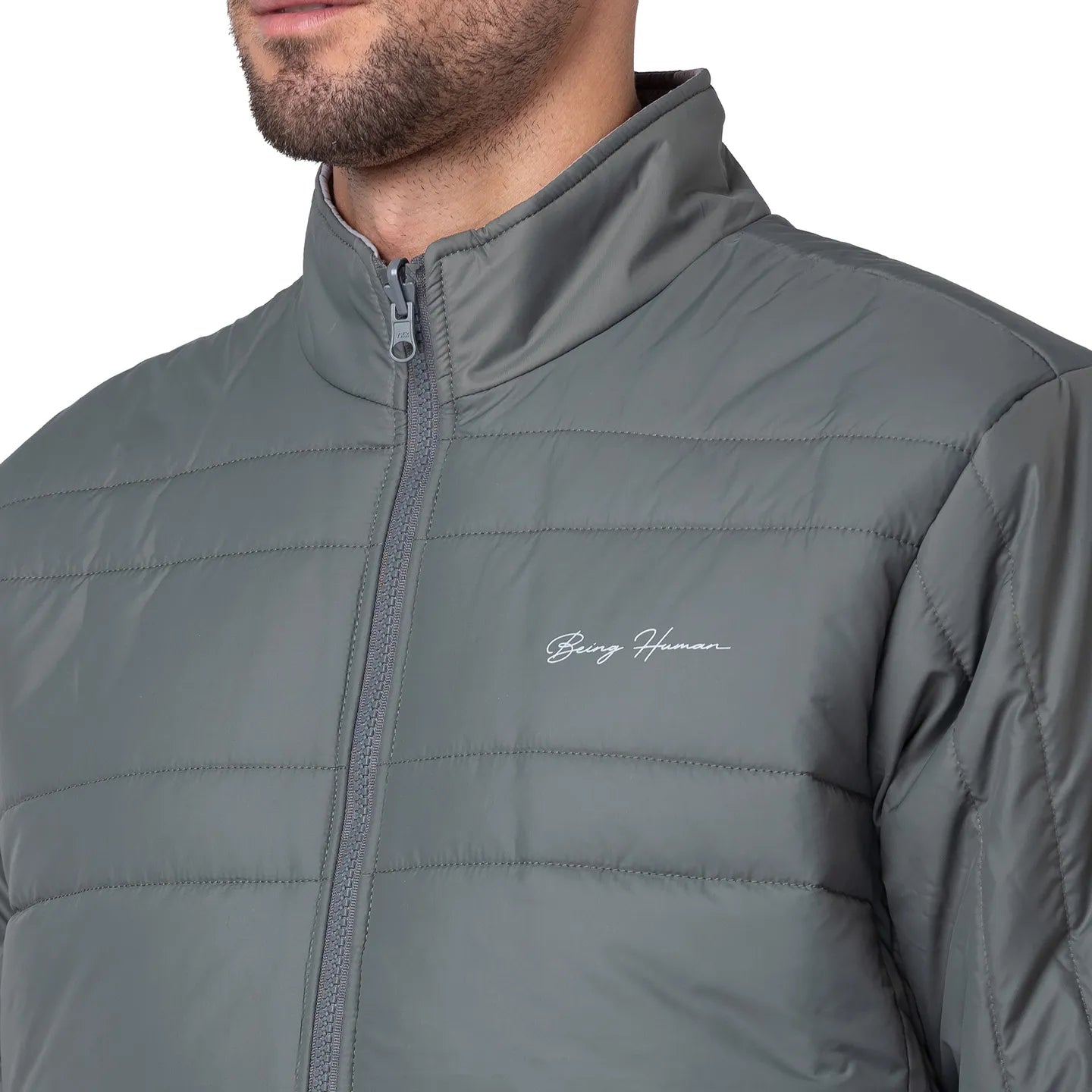 Being Human Clothing Men Regular Fit Collared Jackets-Grey