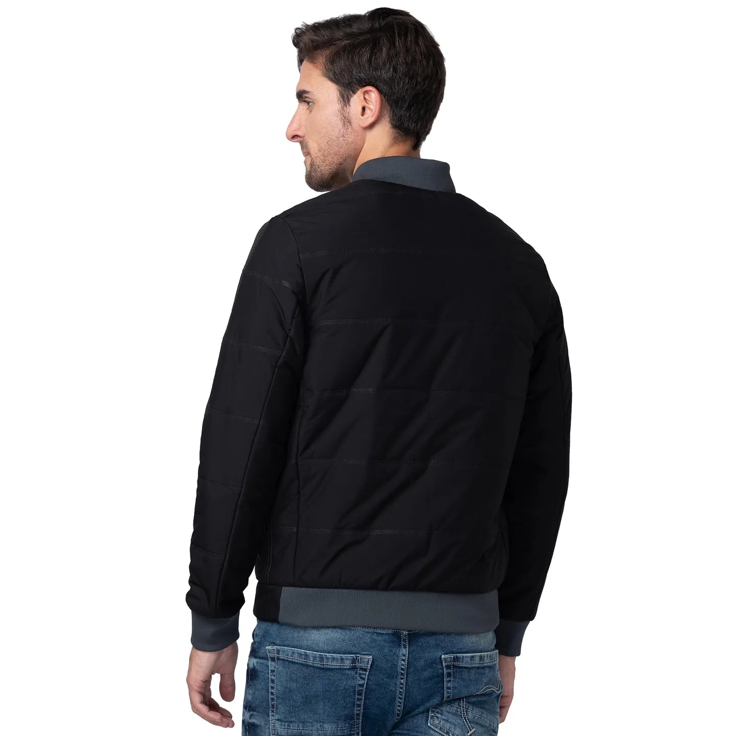 Black Regular Fit Long Sleeves Polyester Men's Jacket by Being Human Clothing