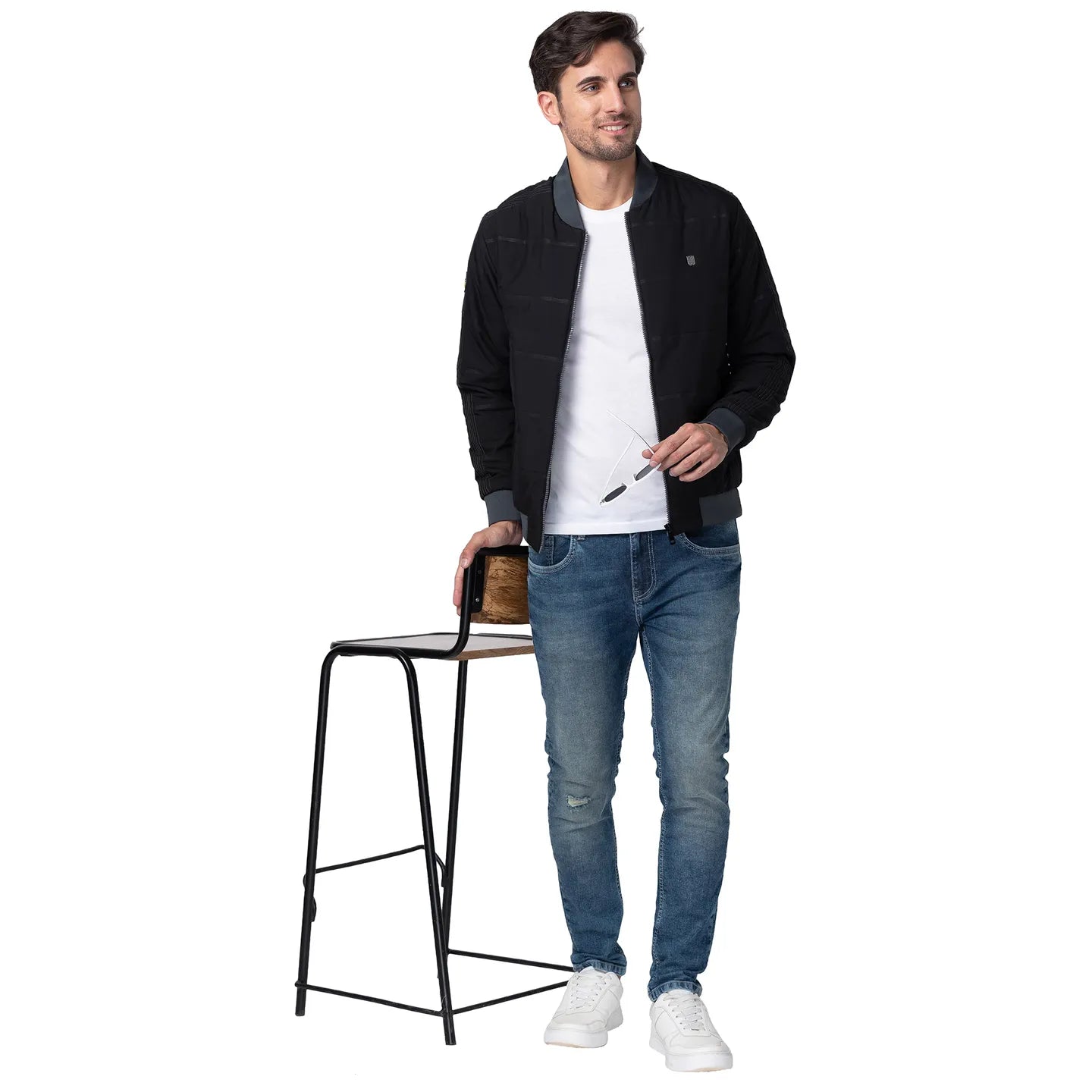 Black Regular Fit Long Sleeves Polyester Men's Jacket by Being Human Clothing