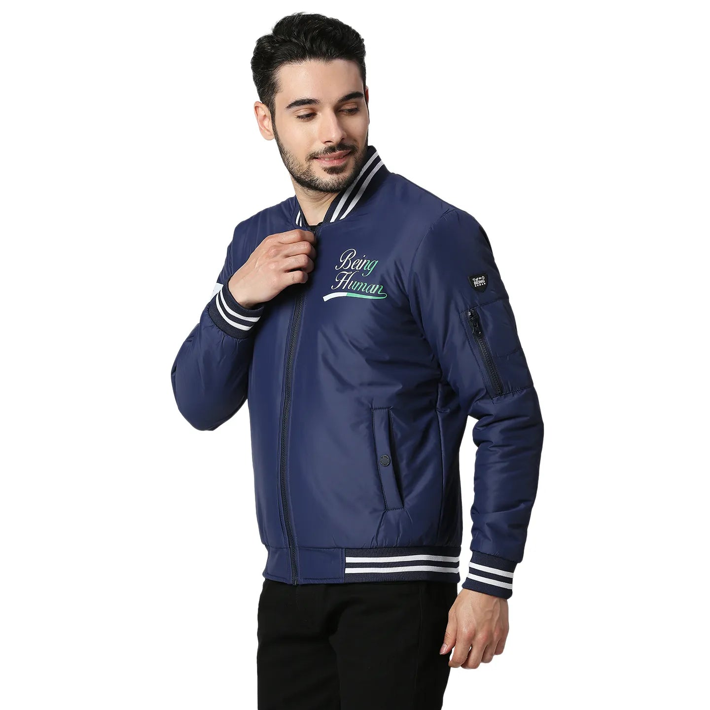 Being Human Clothing Men Regular Fit Collared Jackets-Bright Navy