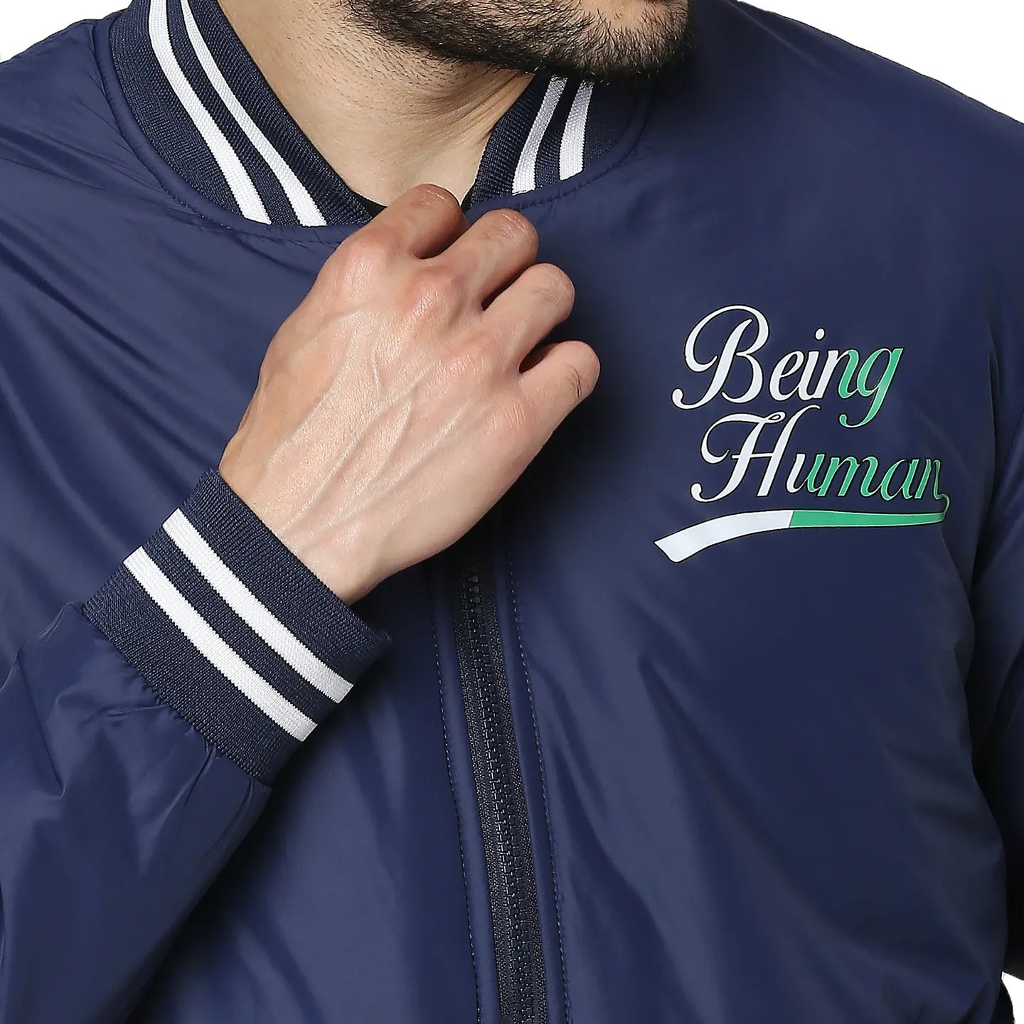 Being Human Clothing Men Regular Fit Collared Jackets-Bright Navy