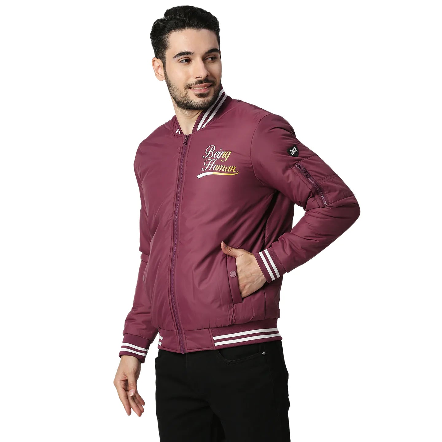 Being Human Clothing Men Regular Fit Collared Jackets-Burgundy