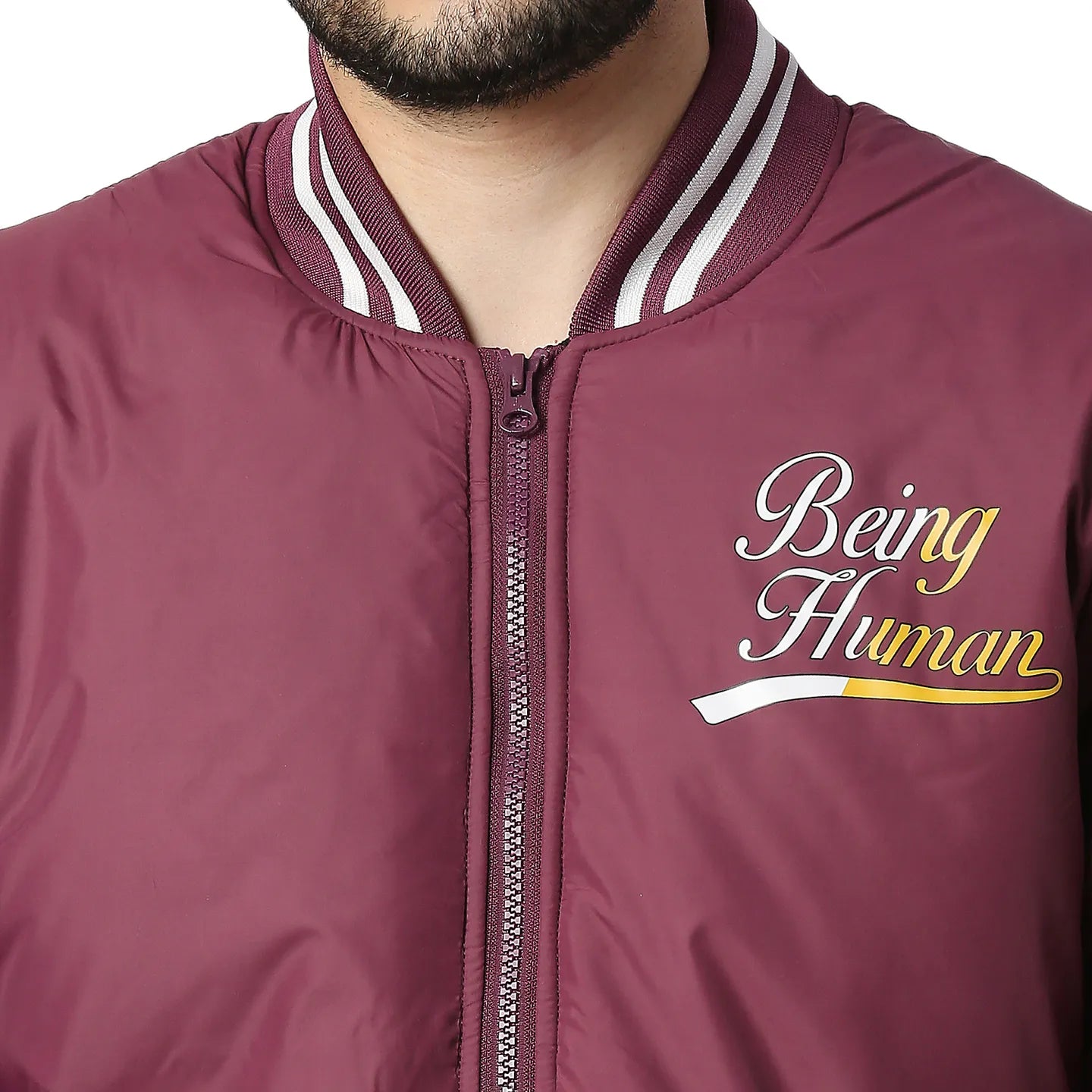 Being Human Clothing Men Regular Fit Collared Jackets-Burgundy