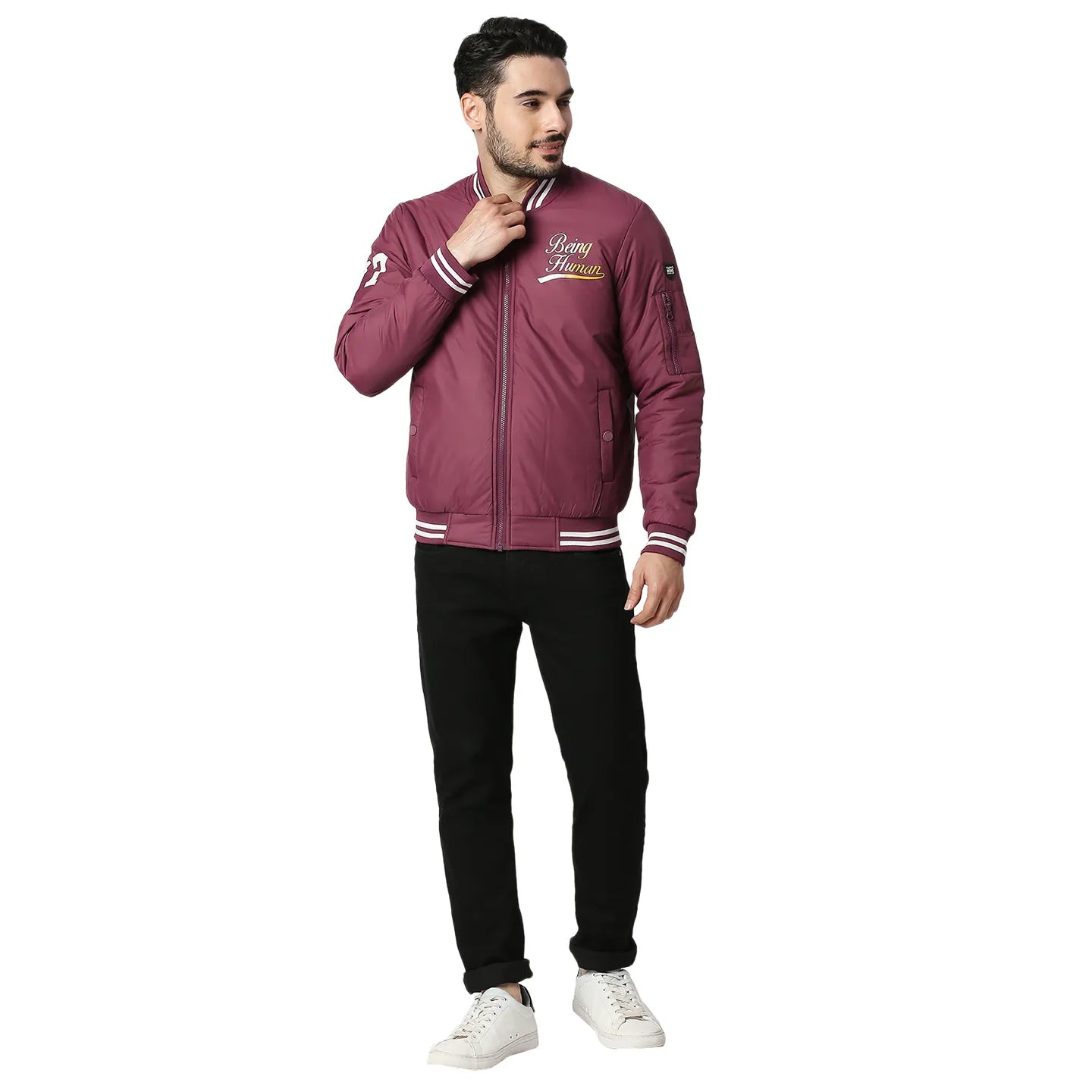 Being Human Clothing Men Regular Fit Collared Jackets-Burgundy