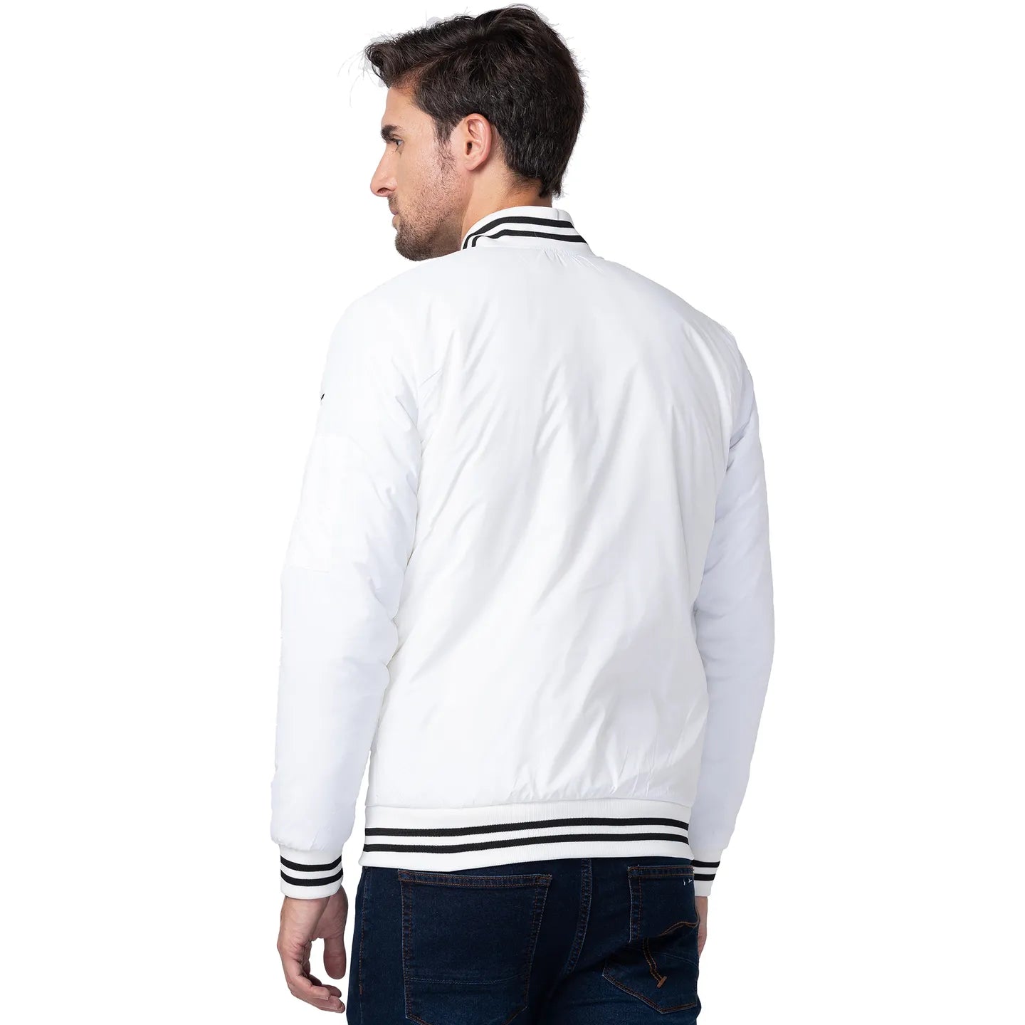 White Regular Fit Long Sleeves Polyester Men's Jacket by Being Human Clothing