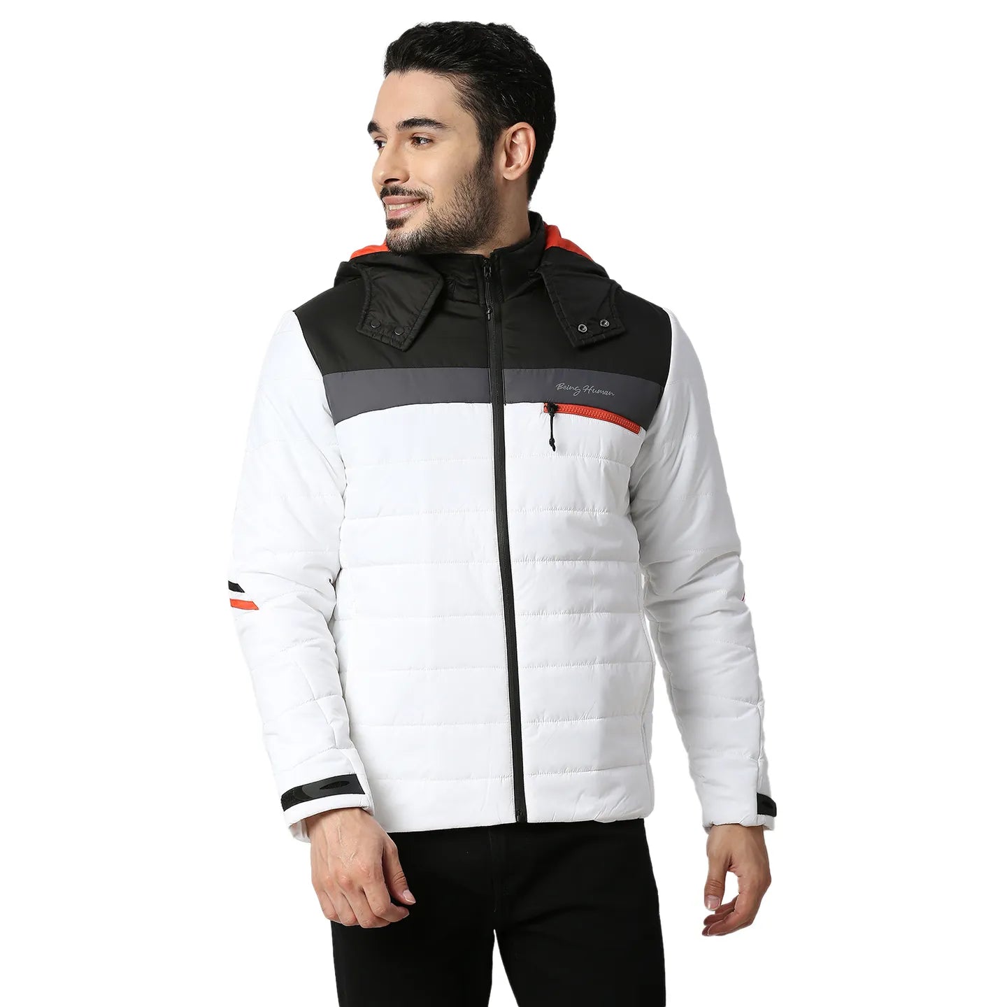 White Regular Fit Long Sleeves Polyester Men's Jacket by Being Human Clothing