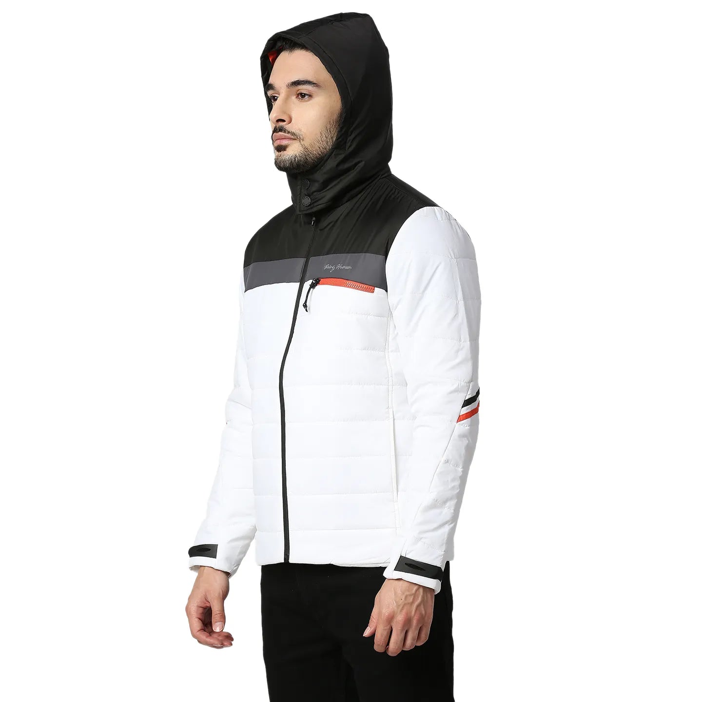 White Regular Fit Long Sleeves Polyester Men's Jacket by Being Human Clothing