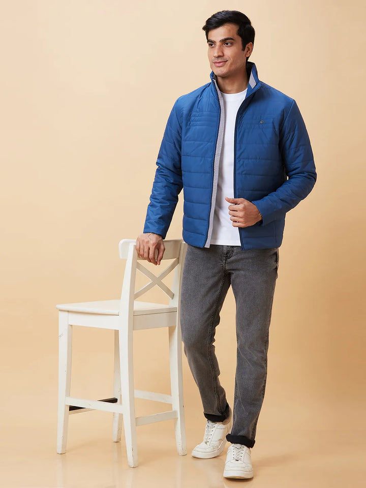 Blue Regular Fit Long Sleeves Men's Jacket